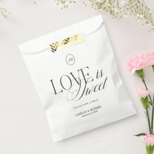 Sachets En Papier Sac de mariage Love Is Sweet Monogram Sac de frian