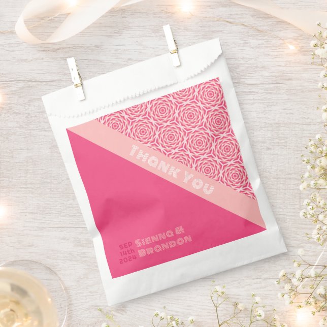 Sachets En Papier Sac de mariage rouge Rose géométrique (Coupé)