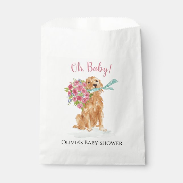 Sachets En Papier Sac de traitement du Baby shower Golden Retriever (Devant)