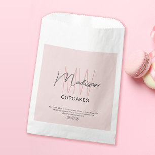 Sachets En Papier Sac en papier rose avec logo monogramme personnali