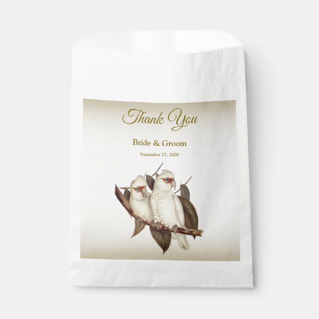 Sachets En Papier Sac Faveur mariage aux oiseaux blancs (Devant)