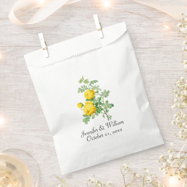 Sachets En Papier Sac Faveur Mariage Roses Jaunes (Coupé)