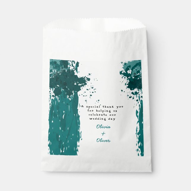 Sachets En Papier Sac turquoise de peinture - Sac de mariage préféré (Devant)