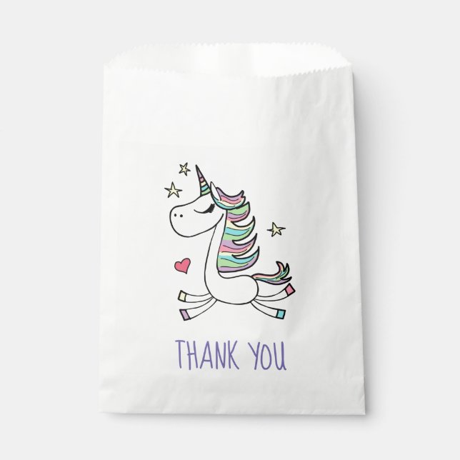 Sachets En Papier Sac Unicorn Merci Favoriser (Devant)