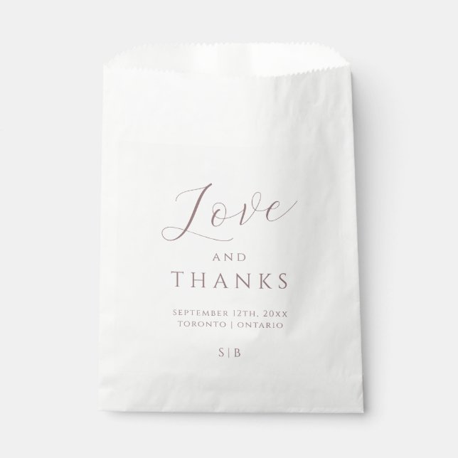 Sachets En Papier Sacoche minimale violet d'amour et Merci Favoriser (Devant)