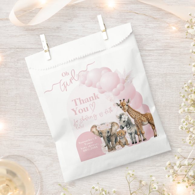 Sachets En Papier Safari animal Boho Oh Girl Baby shower (Coupé)