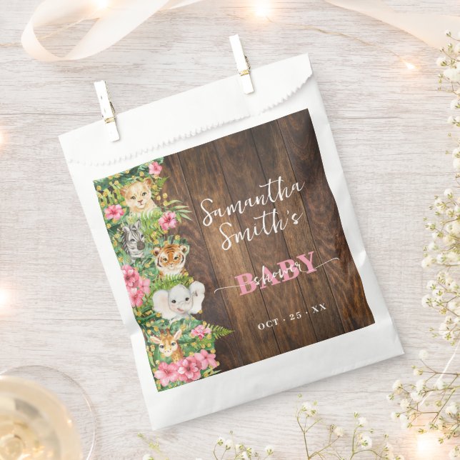 Sachets En Papier Safari Animals Pink Rustic Baby Shower Party (Coupé)