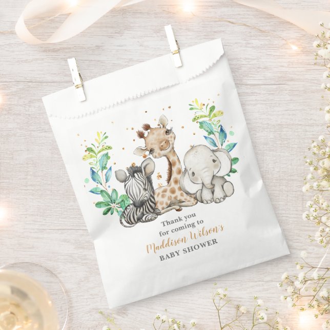 Sachets En Papier Safari Animaux Baby shower Favoriser Sac (Coupé)