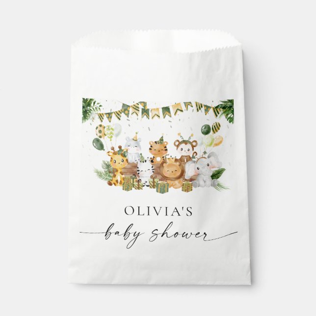 Sachets En Papier Safari Animaux Baby shower Favoriser Sac (Devant)