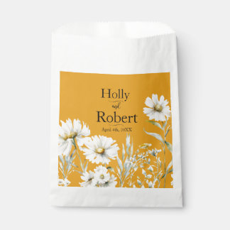 Sachets En Papier Saffron Yellow, Daisy Floral Wedding