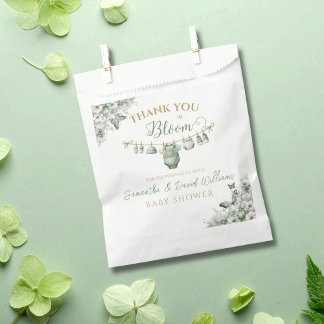 Sachets En Papier Sage Green Floral Butterfly Thank You in Bloom