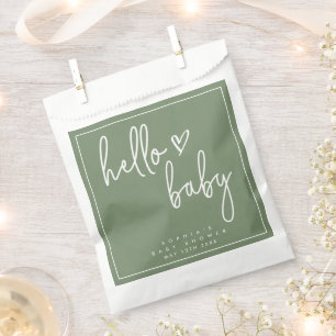Sachets En Papier Sage Green minimaliste Baby shower moderne Boho