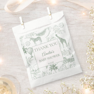 Sachets En Papier Sage Green Safari Jungle Animals Baby Shower Thank