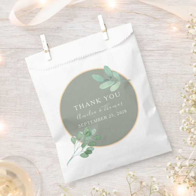 Sachets En Papier Sage Green Wedding Favor Sac avec verdure (Coupé)