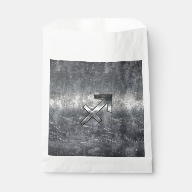 Sachets En Papier Sagittarius Zodiac Grunge en acier déprimé (Devant)