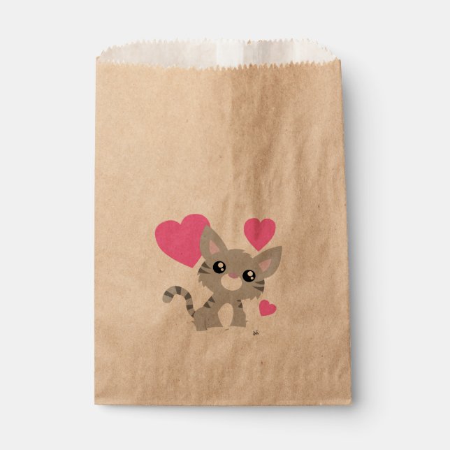 Sachets En Papier Saint Valentin Gray Kitty Favor Sac (Devant)