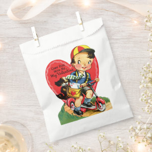 Sachets En Papier Saint-Valentin rétro, garçon vintage sur un scoote