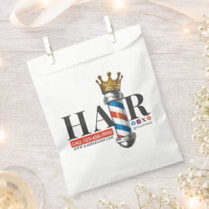 Sachets En Papier Salon de coiffure Barber Hair Shop King Crown Barb