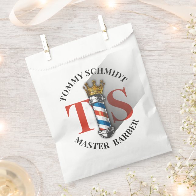 Sachets En Papier Salon de coiffure Barber King Crown Barber Pole Sa (Coupé)