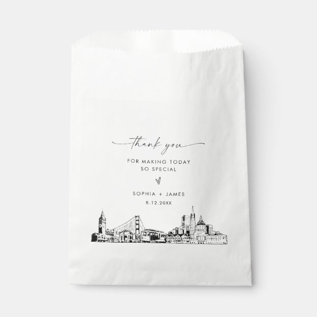 Sachets En Papier San Francisco Skyline Mariage Merci Favoriser les  (Devant)