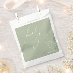 Sachets En Papier Script Whimsical   Sage Green Merci Favoriser le s