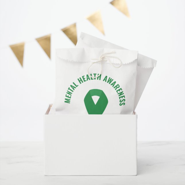 Sachets En Papier Sensibilisation à la santé mentale Ribbon vert (Fête)