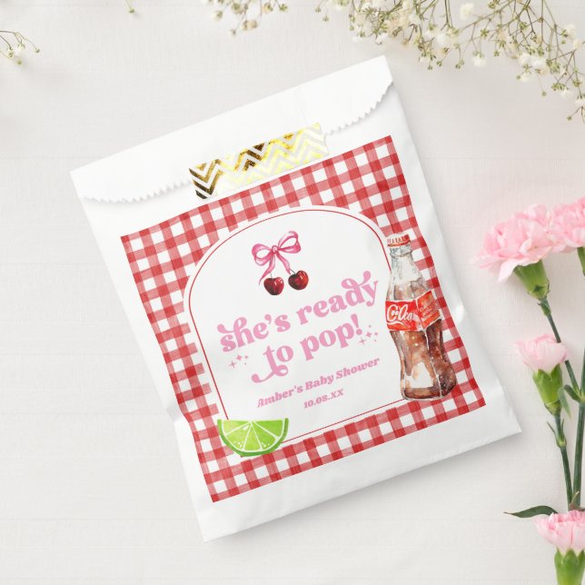 Sachets En Papier She's Ready To Pop! Cherry Soda Pop Baby Shower (Scellé)
