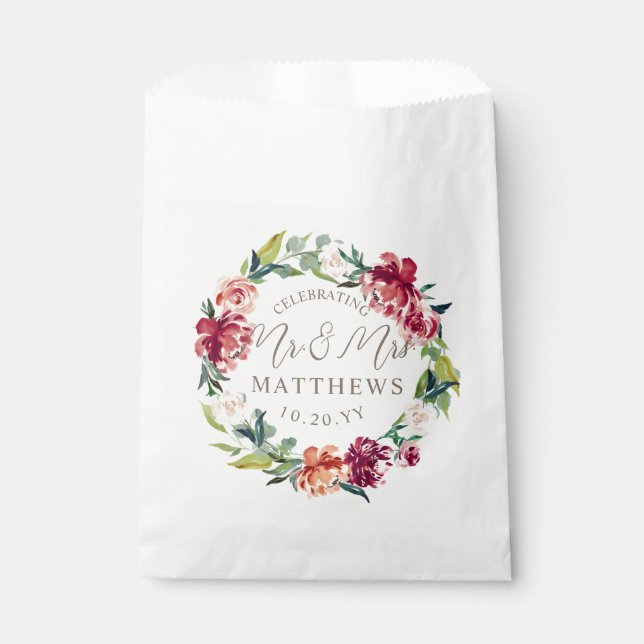 Sachets En Papier Shower vert floral Wedding (Devant)
