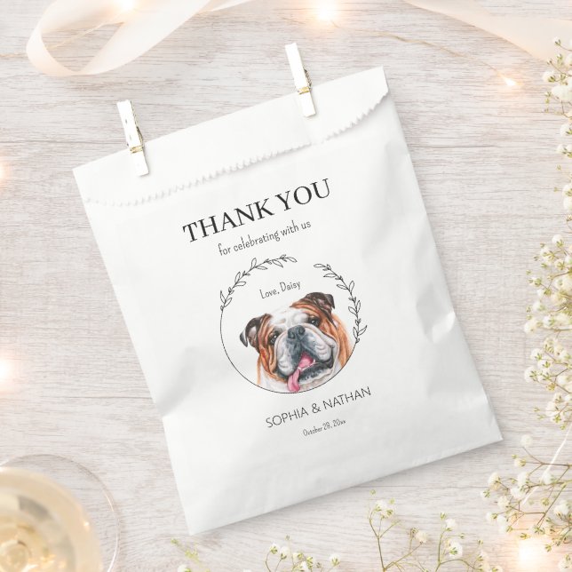 Sachets En Papier Simple anglais Bulldog Mariage Merci Favoriser sac (Coupé)