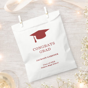 Sachets En Papier Simple Burgundy Mortar Board Modernité Graduation
