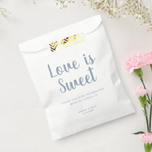 Sachets En Papier Simple Dusty Blue Love est Mariage de script doux