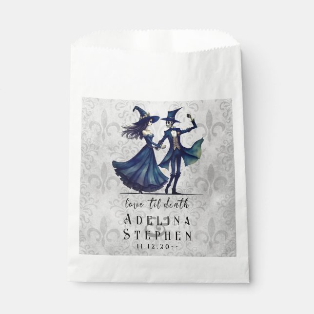 Sachets En Papier Simple Monogram Skeleton Halloween QR Code Mariage (Devant)