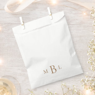 Sachets En Papier Simple Monogramme Or Blanc Elégant Faveur Sac