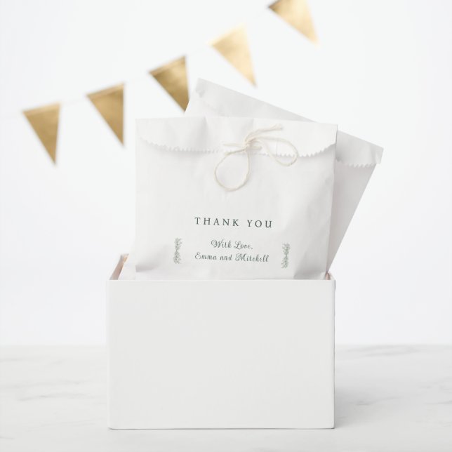 Sachets En Papier Simple Sage Green Botanical Minimalist Wedding (Fête)