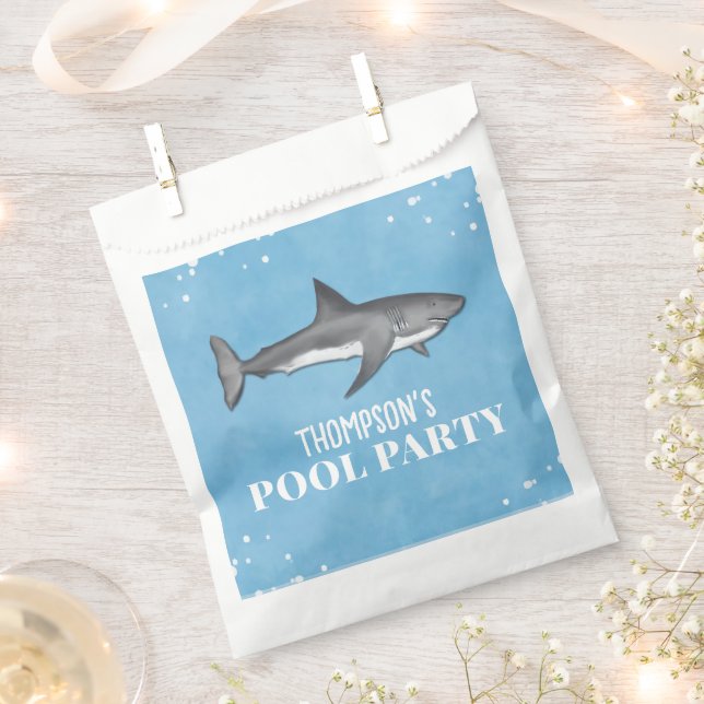 Sachets En Papier Simple Whimsical Pool Party Sharks Blue Treat (Coupé)