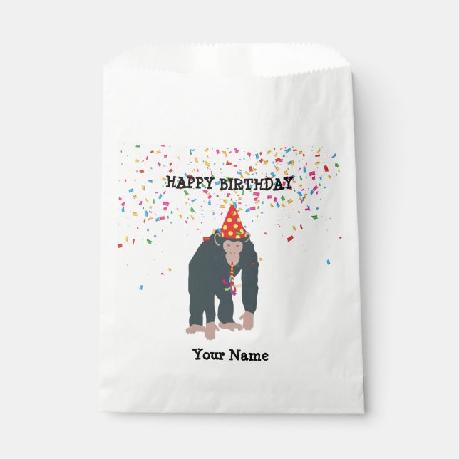 Sachets En Papier Singe Chimpanzé Fête Animaux Fête Fête (Devant)