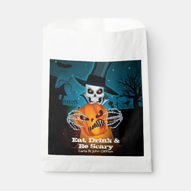 Sachets En Papier Skeleton effrayant et Halloween Citrouille (Devant)