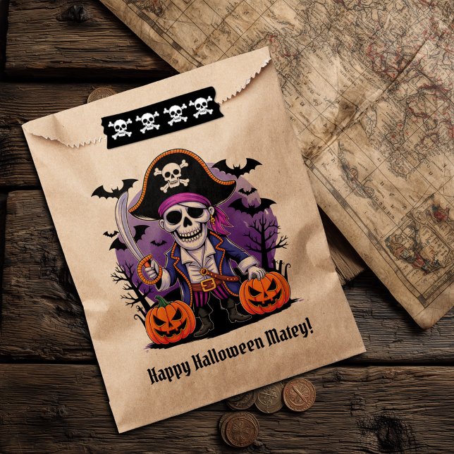 Sachets En Papier Skeleton Pirate Happy Halloween Matey (Créateur téléchargé)
