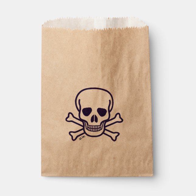 Sachets En Papier Skull n Bones kraft favor bags (Devant)