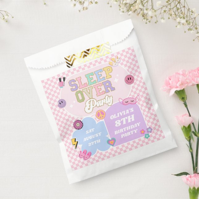 Sachets En Papier Sleepover Preppy Varsity Patch Anniversaire (Scellé)