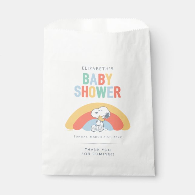 Sachets En Papier Snoopy & Woodstock Rainbow Baby Shower Favor Bag (Devant)