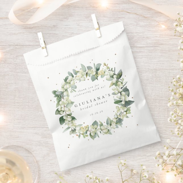 Sachets En Papier Snowberry+Eucalyptus Fête des mariées d'hiver (Coupé)