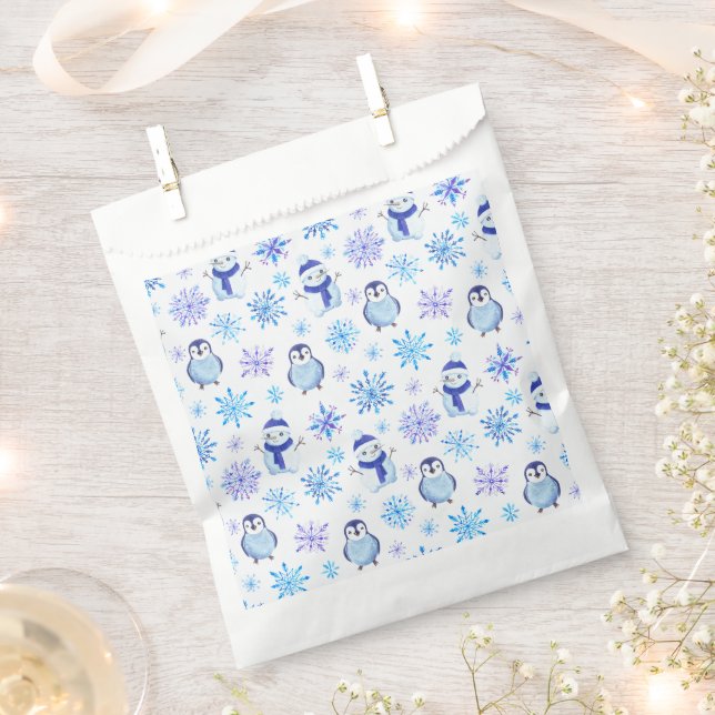 Sachets En Papier Snowflakes, Snowmen et Pingouins de Noël (Coupé)