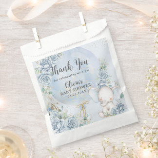 Sachets En Papier Soft Blue Floral Balloon Elephant Boy Baby Shower