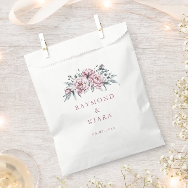 Sachets En Papier Soft Muted Dusty Pink Peony Wedding (Coupé)