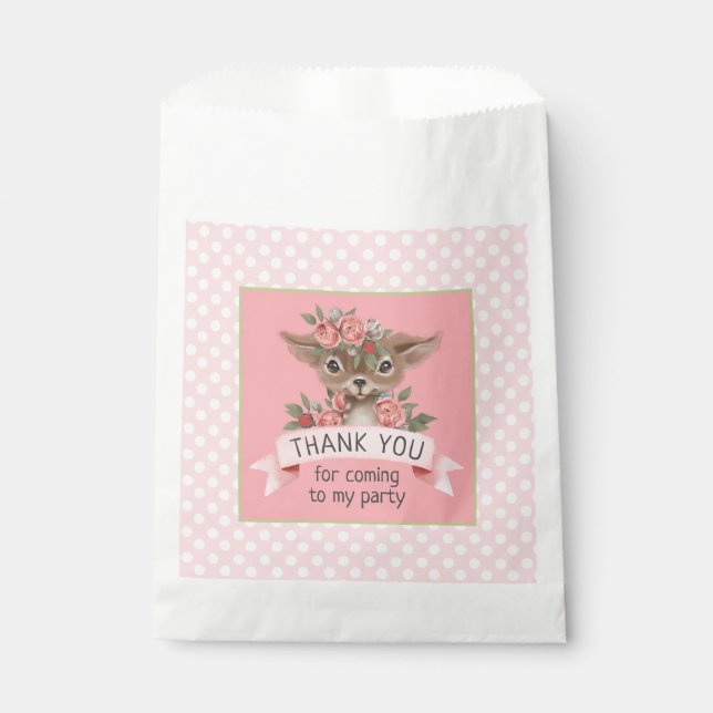 Sachets En Papier Soirée d'anniversaire des Cerfs roses pour fille e (Devant)