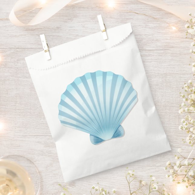 Sachets En Papier Soirée de mariage nautique Shell Beach Blue (Coupé)