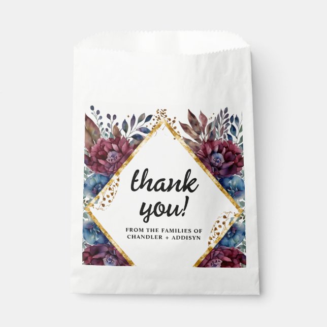 Sachets En Papier Sophistication stupéfiante Mariage de pivoine à bi (Devant)