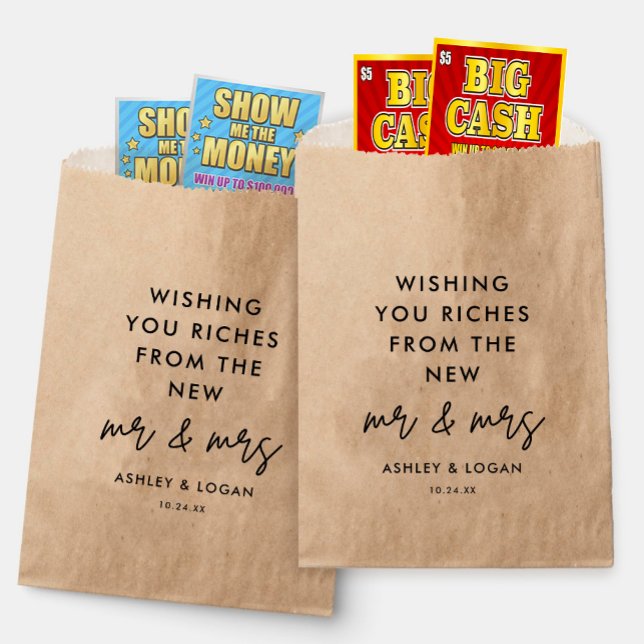 Sachets En Papier Souhaitez-vous Riches Mariages Scratchers Favorise (Créateur téléchargé)