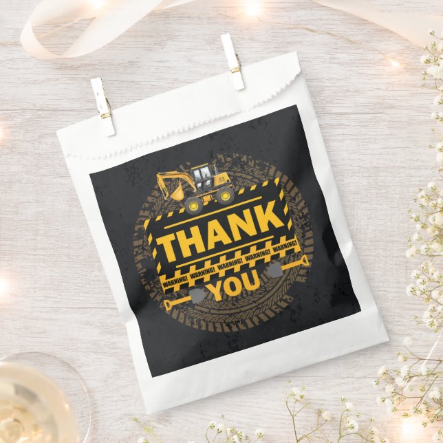 Sachets En Papier Sous Construction Merci Excavateur Anniversaire (Coupé)